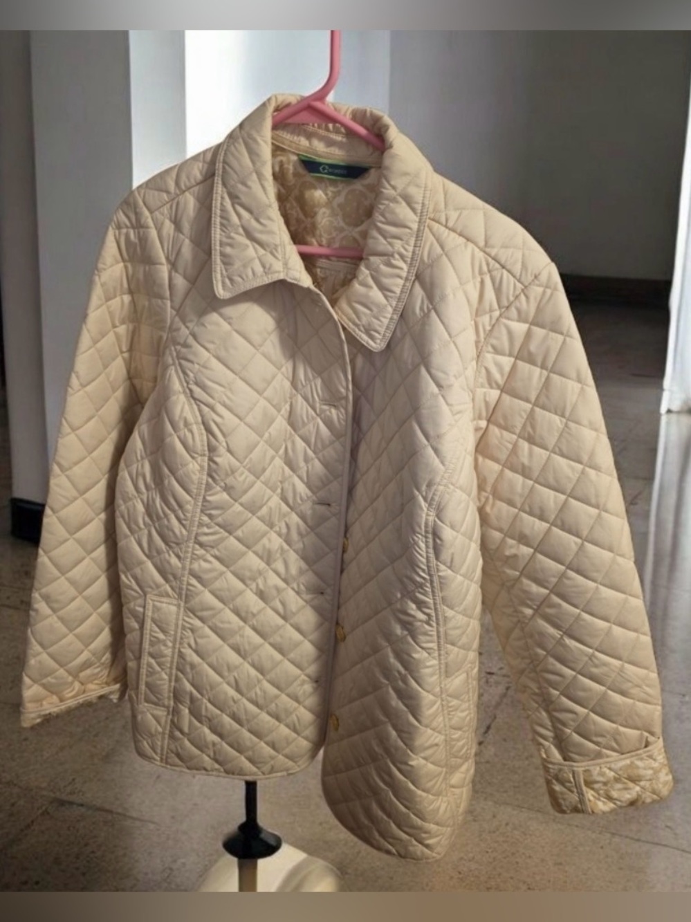 C. Wonder - XL - Cream - Quilted Puffer Jacket with Pockets